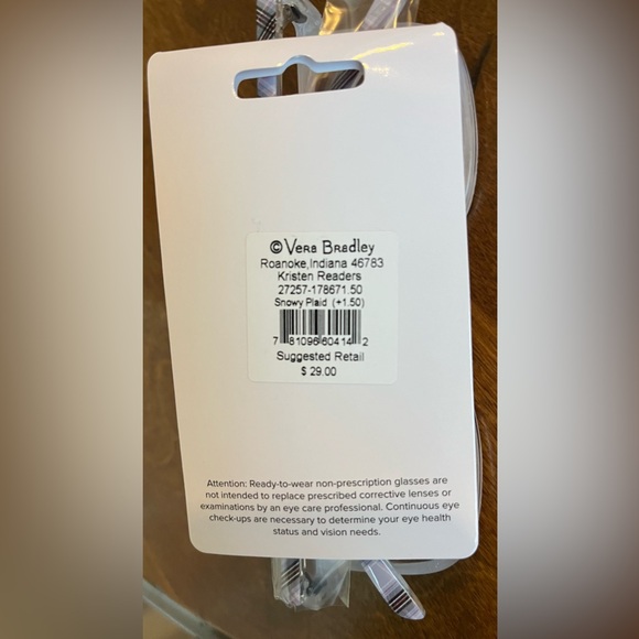 Vera Bradley Snowy Plaid Kristen Readers +1.50 New with tags - Picture 3 of 4